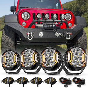 V-ULTRA Series | 5 Inch 172W LED Side Shooter White Pod Lights with Amber DRL - Dunes 2 Dezert SXS