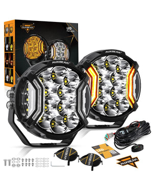 V-ULTRA Series | 5 Inch 172W LED Side Shooter White Pod Lights with Amber DRL - Dunes 2 Dezert SXS