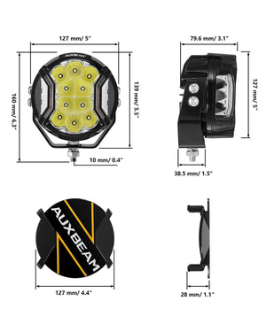 V-ULTRA Series | 5 Inch 172W LED Side Shooter White Pod Lights with Amber DRL - Dunes 2 Dezert SXS