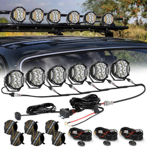 V-ULTRA Series | 5 Inch 172W LED Side Shooter White Pod Lights with Amber DRL - Dunes 2 Dezert SXS