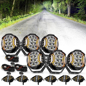 V-ULTRA Series | 5 Inch 172W LED Side Shooter White Pod Lights with Amber DRL - Dunes 2 Dezert SXS