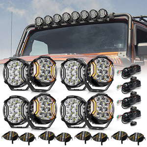 V-ULTRA Series | 5 Inch 172W LED Side Shooter White Pod Lights with Amber DRL - Dunes 2 Dezert SXS