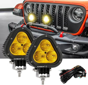 T4 Series | 4 Inch 90W Triangle Spot Amber LED Pods Lights - Dunes 2 Dezert SXS