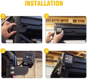 3 Inch LED Pods Light Spot/Flood Beam & Rear Roof Reversing Light LED Pod Light Brackets for 2013-2021 Polaris Ranger 570/800/900/900xp/1000/1000xp - Dunes 2 Dezert SXS
