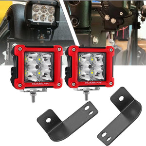 3 Inch LED Pods Light Spot/Flood Beam & Rear Roof Reversing Light LED Pod Light Brackets for 2013-2021 Polaris Ranger 570/800/900/900xp/1000/1000xp - Dunes 2 Dezert SXS