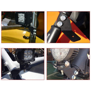 4 inch Classic-SM Series Dual Row LED Pod Lights Spot/Flood Beam & A-Pillar Mounting Bracket for 2016-2021 Yamaha YXZ 1000R models - Dunes 2 Dezert SXS
