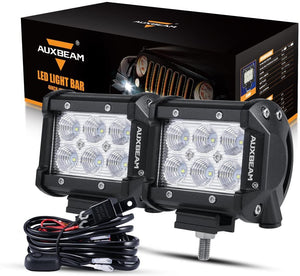 4 inch Classic-SM Series Dual Row LED Pod Lights Spot/Flood Beam & A-Pillar Mounting Bracket for 2016-2021 Yamaha YXZ 1000R models - Dunes 2 Dezert SXS