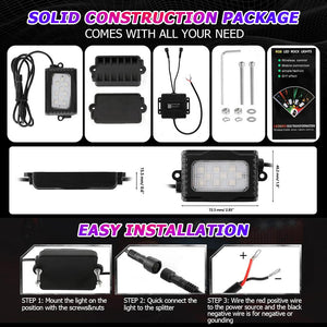 Magic Dream Color RGB LED Rock Lights Kit with Bluetooth APP Control, Multicolor Chasing Neon Underglow Lights for ATV UTV - Dunes 2 Dezert SXS