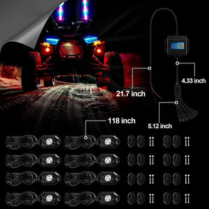 RGB LED Rock Light Set with Bluetooth Controller for ATV UTV - Dunes 2 Dezert SXS