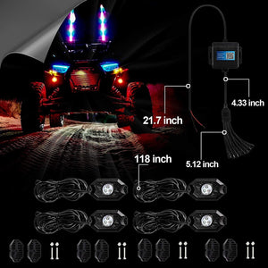 RGB LED Rock Light Set with Bluetooth Controller for ATV UTV - Dunes 2 Dezert SXS