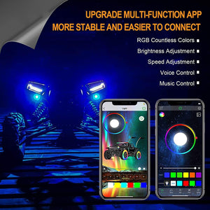 RGB LED Rock Light Set with Bluetooth Controller for ATV UTV - Dunes 2 Dezert SXS