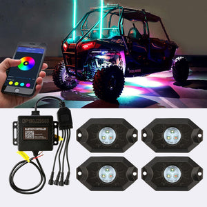 RGB LED Rock Light Set with Bluetooth Controller for ATV UTV - Dunes 2 Dezert SXS