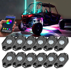 RGB LED Rock Light Set with Bluetooth Controller for ATV UTV - Dunes 2 Dezert SXS