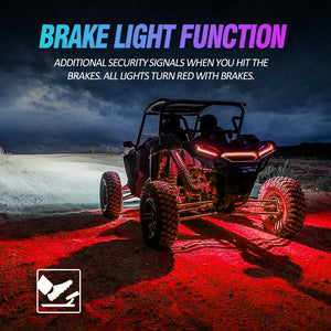 RGBW LED Rock Lights Kit with Bluetooth APP & Wireless Remote Control, Multicolor Neon Underglow Lights with Brake Light function for ATV UTV - Dunes 2 Dezert SXS