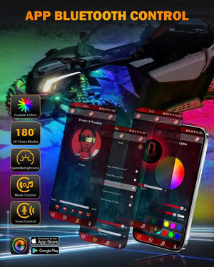 NEW Vibrant Series | Upgraded RGB LED Rock Lights Kit Multicolor Neon Underglow Lights with Bluetooth APP & Remote Control - Dunes 2 Dezert SXS