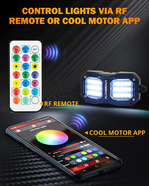 NEW Vibrant Series | Upgraded RGB LED Rock Lights Kit Multicolor Neon Underglow Lights with Bluetooth APP & Remote Control - Dunes 2 Dezert SXS
