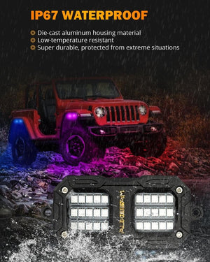 NEW Vibrant Series | Upgraded RGB LED Rock Lights Kit Multicolor Neon Underglow Lights with Bluetooth APP & Remote Control - Dunes 2 Dezert SXS