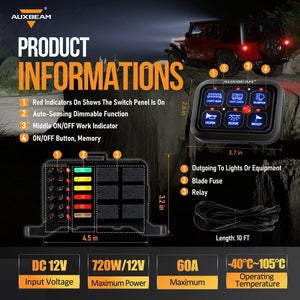 Single Series 6/8 Gang LED Switch Panel,Off Road Light Controller - Dunes 2 Dezert SXS