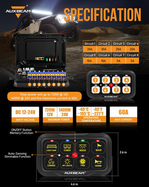 RGB Series 6/8/12 Gang LED Switch Panel,Off Road Light Controller - Dunes 2 Dezert SXS