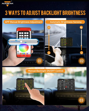 AC Series 8/12 Gang RGB Switch Panel with APP&Remote Control, Toggle/ Momentary/ Pulsed Mode Supported - Dunes 2 Dezert SXS