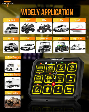 AC Series 8/12 Gang RGB Switch Panel with APP&Remote Control, Toggle/ Momentary/ Pulsed Mode Supported - Dunes 2 Dezert SXS