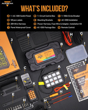 AC Series 8/12 Gang RGB Switch Panel with APP&Remote Control, Toggle/ Momentary/ Pulsed Mode Supported - Dunes 2 Dezert SXS
