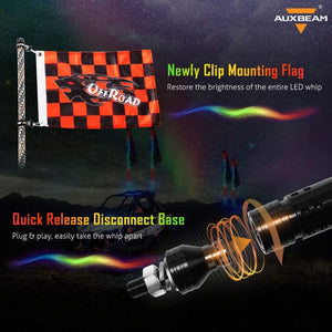 3FT/4FT LED RGB Whip Lights & Rear Pillar Flagpole Light Brackets Combo for Can-Am Maverick X3 2017 2018 2019 2020 2021 - Dunes 2 Dezert SXS