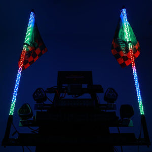 3FT/4FT LED RGB Whip Lights & Rear Pillar Flagpole Light Brackets Combo for Can-Am Maverick X3 2017 2018 2019 2020 2021 - Dunes 2 Dezert SXS