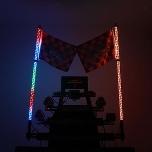 3FT/4FT LED RGB Whip Lights & Rear Pillar Flagpole Light Brackets Combo for Can-Am Maverick X3 2017 2018 2019 2020 2021 - Dunes 2 Dezert SXS