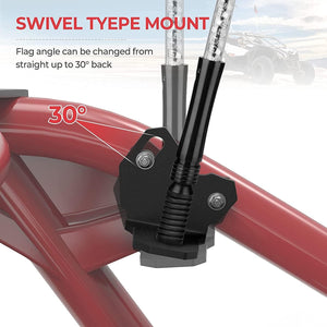 3FT/4FT LED RGB Whip Lights & Rear Pillar Flagpole Light Brackets Combo for Can-Am Maverick X3 - Dunes 2 Dezert SXS