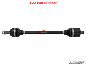 Where SuperATV prints the part number on the axle shaft