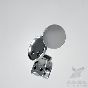 2-inch billet aluminum racing spot mirror for UTVs with 360-degree rotation and dual mounting for clear rear trail visibility