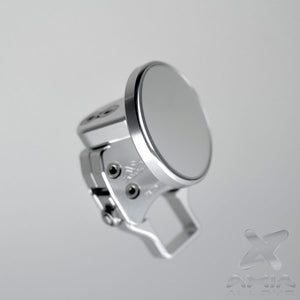 2-inch billet aluminum racing spot mirror for UTVs with 360-degree rotation and dual mounting for clear rear trail visibility