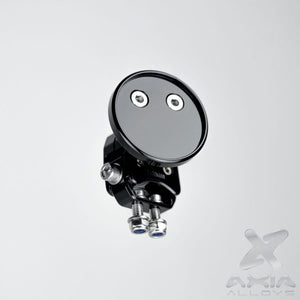 2-inch billet aluminum racing spot mirror for UTVs with 360-degree rotation and dual mounting for clear rear trail visibility