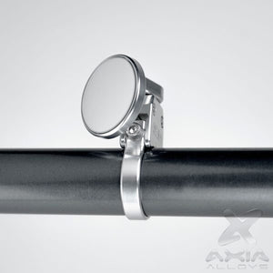 2-inch billet aluminum racing spot mirror for UTVs with 360-degree rotation and dual mounting for clear rear trail visibility