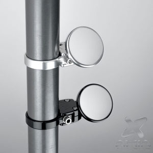 2-inch billet aluminum racing spot mirror for UTVs with 360-degree rotation and dual mounting for clear rear trail visibility