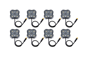 Diode Dynamics Stage Series Single Color LED Rock Light - Amber M8 (8-pack)