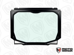 Moto Armor Max Visibility Full Glass Windshield for Polaris RZR PRO XP, TURBO R, PRO R (2-Seat) – DOT Glass, Honeycomb Vents, CNC Aluminum Frame