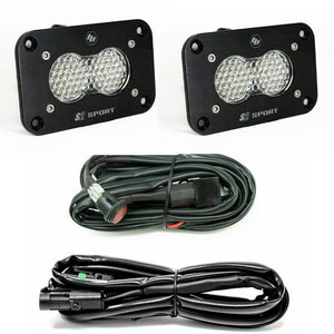 Baja Designs S2 Sport - Pair, LED Work/Scene, Flush Mount, Backup Kit - Dunes 2 Dezert SXS