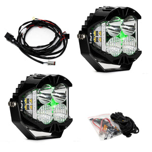 Baja Designs LP4 Pro Pair - Clear lens Green backlight - Driving Combo - Dunes 2 Dezert SXS
