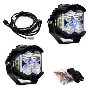 Baja Designs LP4 Pro Pair - Clear lens with Blue backlight and driving combo light pattern - Dunes 2 Dezert SXS
