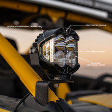 Baja Designs LP4 with a clear lens and driving combo mounted on a UTV A-Pillar