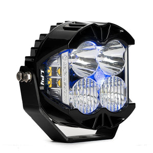 Baja Designs LP4 Pro LED Auxiliary Light Pod - Clear lens and Blue backlight in a driving combo light pattern - Dunes 2 Dezert SXS