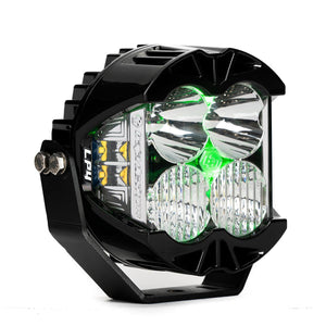 Baja Designs LP4 Pro LED Auxiliary Light Pod - Clear lens and Green backlight in a driving combo light pattern - Dunes 2 Dezert SXS