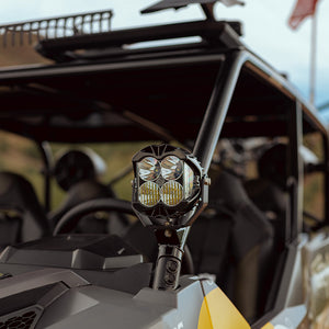 Baja Designs LP4 with a clear lens and driving combo mounted on a UTV A-Pillar