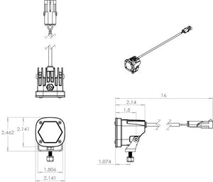 Baja Designs S1 - Pair - Measurements - Dunes 2 Dezert SXS