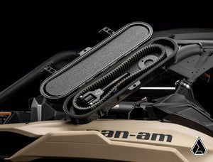 Assault Industries injection-molded UTV belt case with rubber cargo latches closed