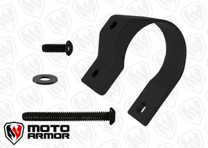 Black anodized Moto Armor billet clamps for 1.75, 1.875, or 2 inch tubing with stainless bolts