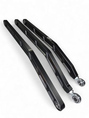 Elektric Off Road black anodized high clearance billet radius rods for 72-inch Can-Am Maverick X3 RS