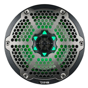 DS18 NXL-M Series Speaker w/ RGB LED Lights 8in 2-Way 125 Watts RMS 4 ohm Black Crbn Fiber w/ Cover